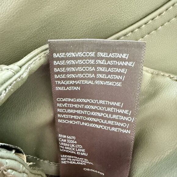 Anthropologie Maeve Colette Cropped Wide Leg Pants Faux Leather Holly Green 28 - Picture 12 of 12